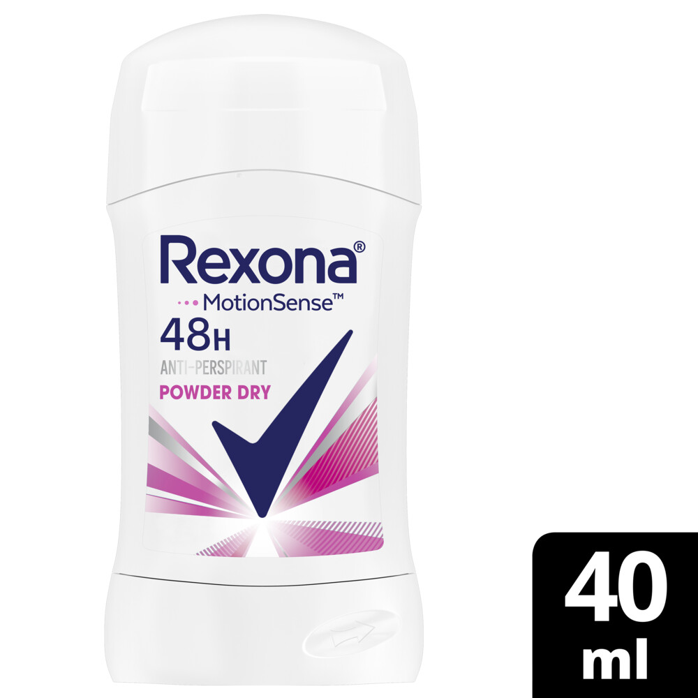 REXONA مزيل عرق ستيك مضاد التعرق للنساء من ريكسونا، ٤٨ ساعة حماية من العرق والرائحة، باودر دراي، يُشعرك بالانتعاش ، ٤٠ غرام