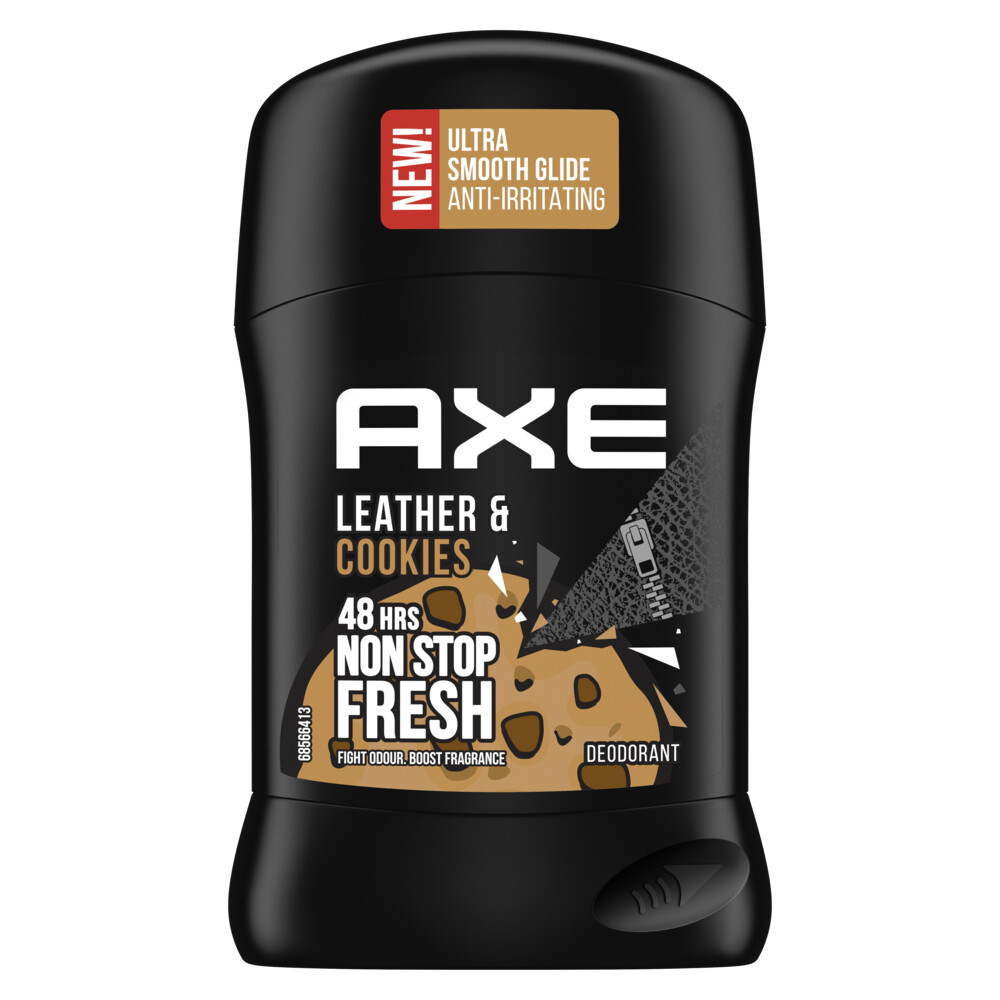 AXE مزيل رائحة العرق ستيك للرجال من أكس، حماية لمدة طويلة من الرائحة، ليذر آند كوكيز، عطر لا يقاوم حتى ٤٨ ساعة، ٥٠مل